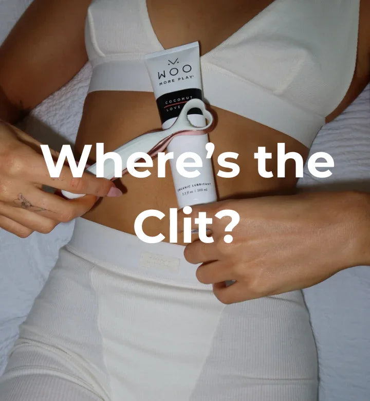 Person holding coconut lube and a clitoral vibrator.