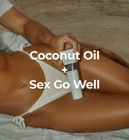 Wearing a bikini while holding coconut oil lubricant