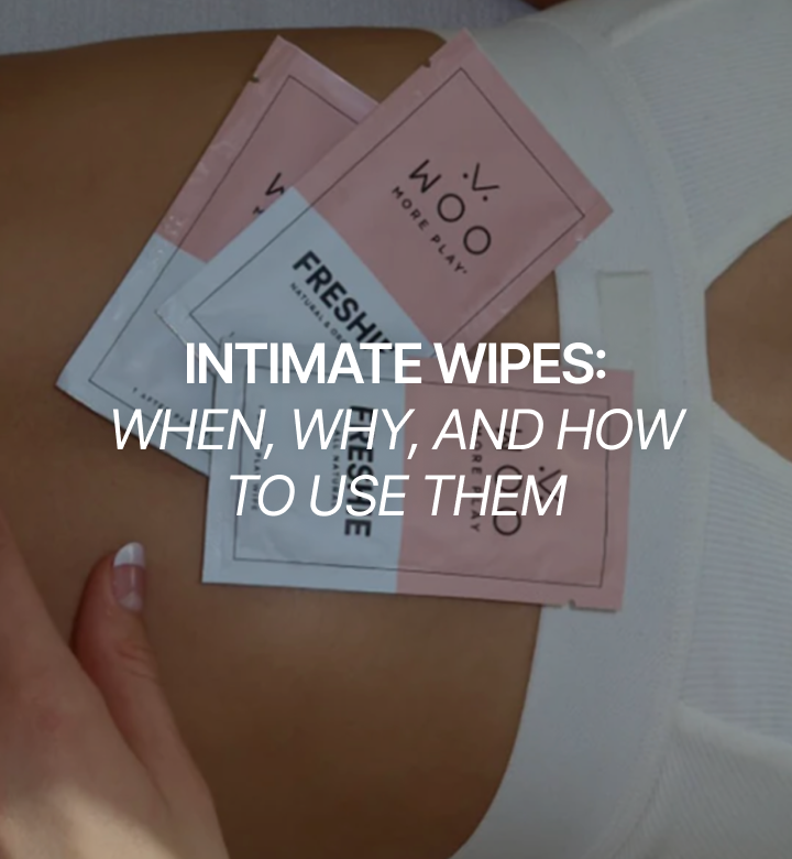 Woman’s stomach and WOO’s Freshies intimate wipes