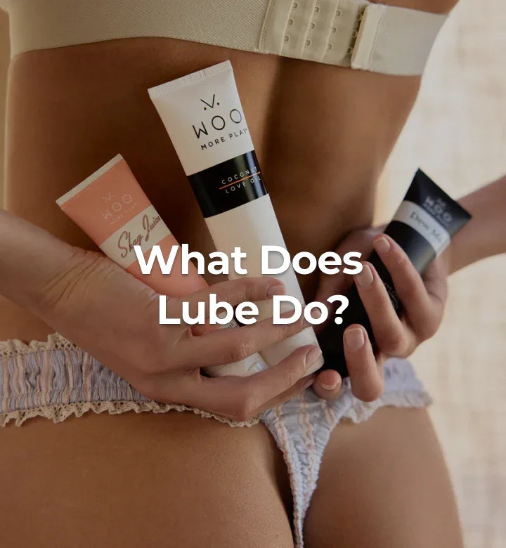 Person holding silicone lube, oil-based lube and water-based lube