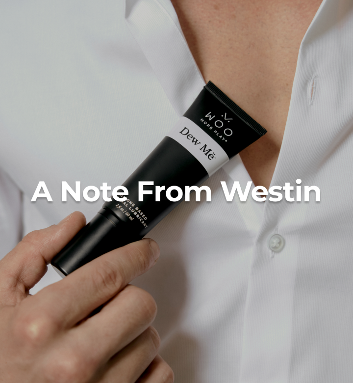 Man holding personal lubricant