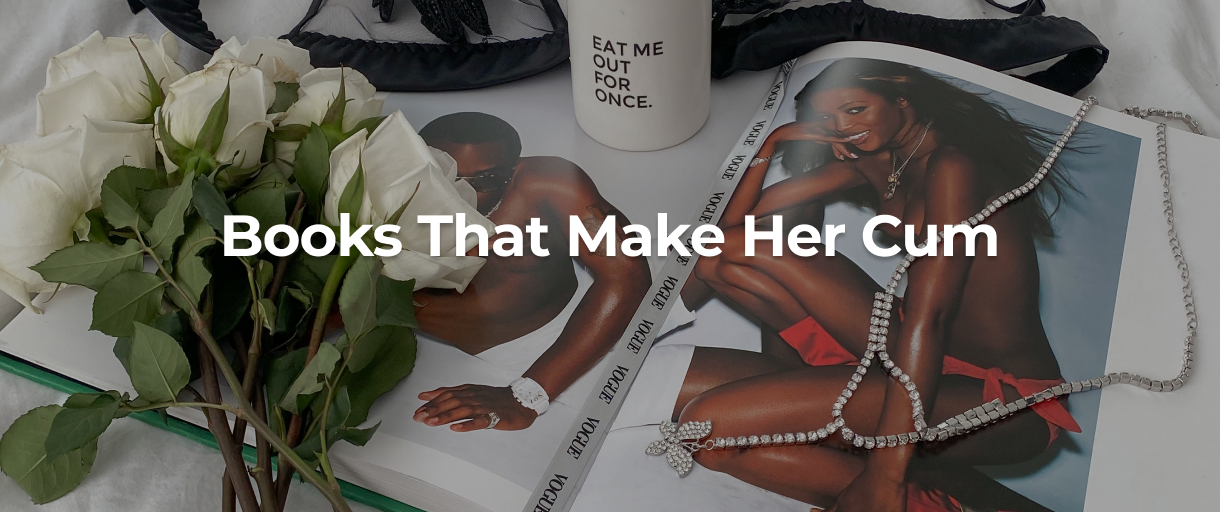 An erotic magazine with roses and lingerie arranged around it.